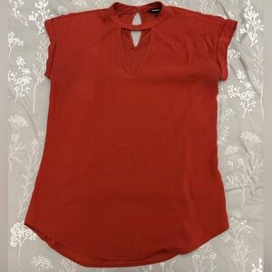 Express Red/Orange Keyhole Cap Sleeve Blouse